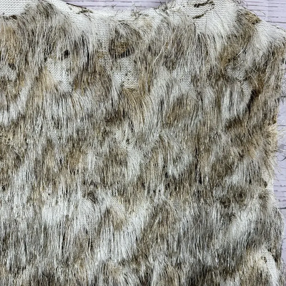 Ali Miles Vest Womens‎ XL Beige Shag Animal Print Hook Closure Art Statement